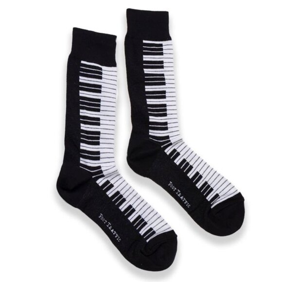 NWT Foot Traffic Men's Size Piano Keyboard Cotton Blend Socks - Picture 1 of 5